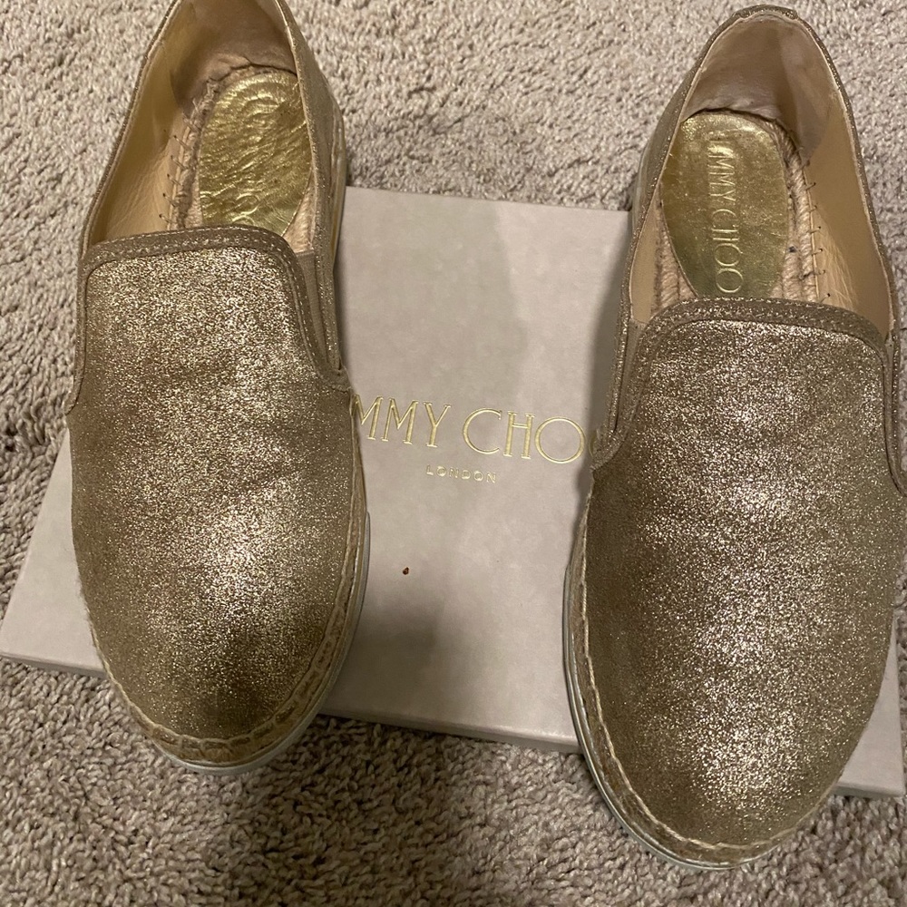Flat gold Jimmy Choo shoes